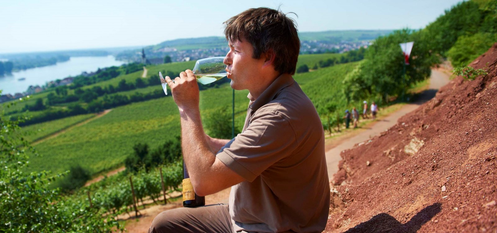 Winegrower on the red slope