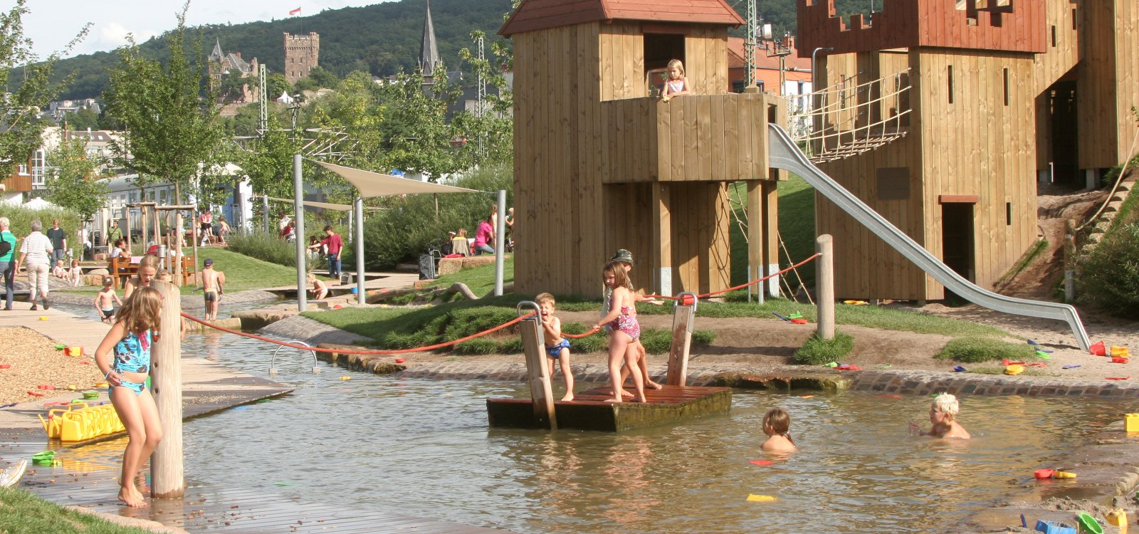 Water playground in the park at the mouse tower Bingen, © © City of Bingen on the Rhine